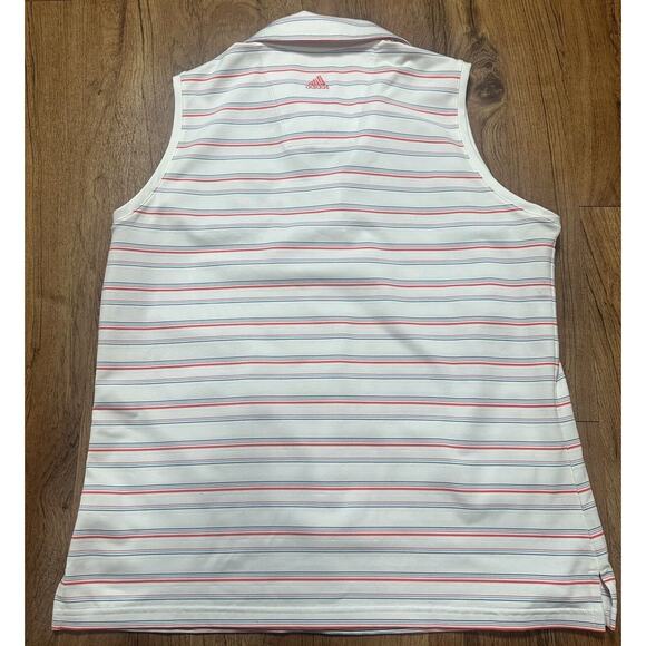 Adidas Women’s Multicolor Stripes Golf Sleeveless Polo Climacool Size Large - Picture 2 of 3
